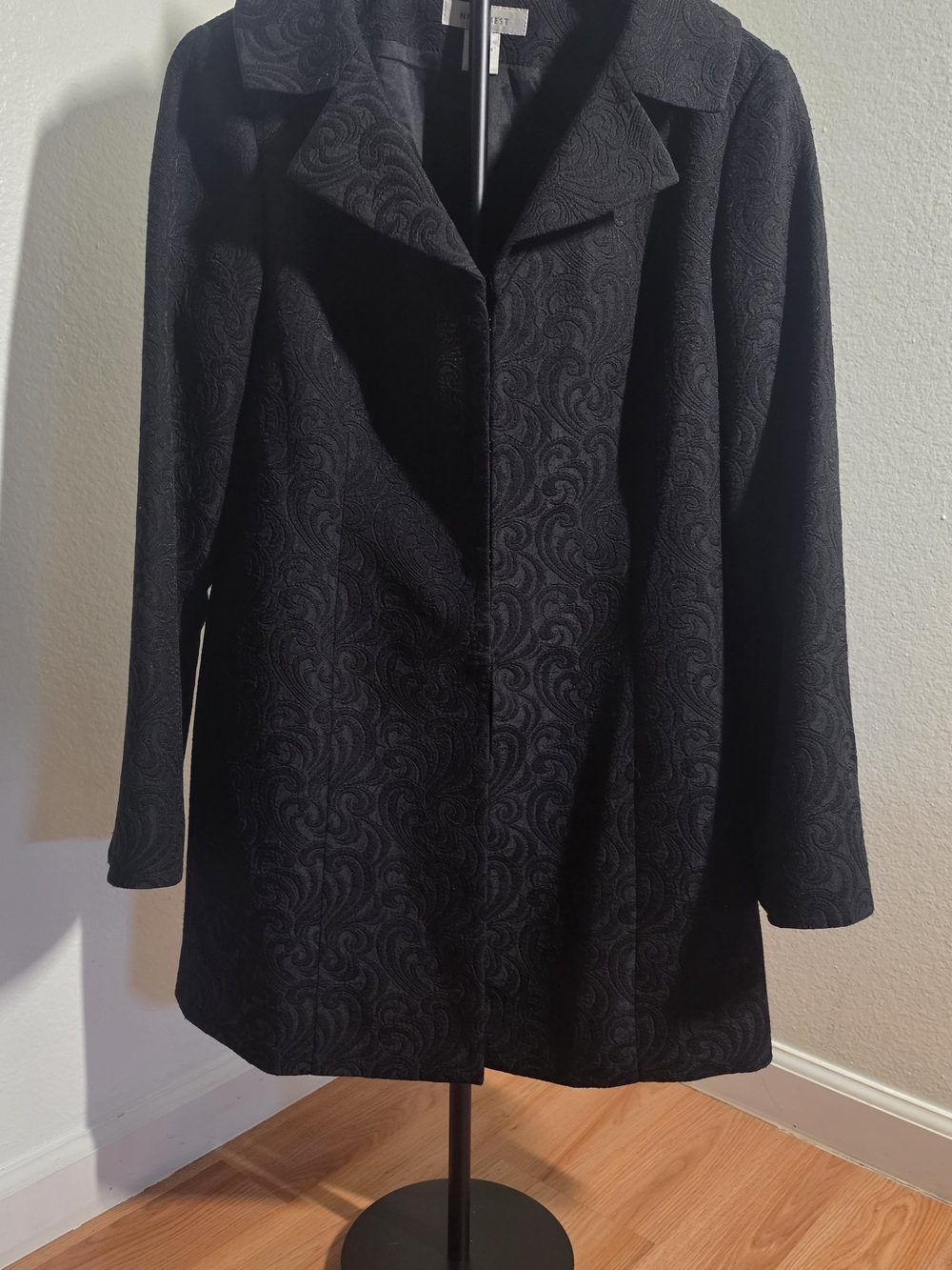 Nine West Black Jacquard Trench Coat